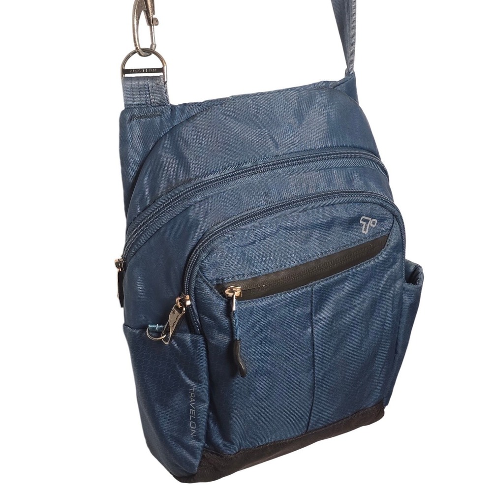 Travelon Anti-Theft Active Tour Crossbody Blue Nylon RFID Blocking Travel Purse
